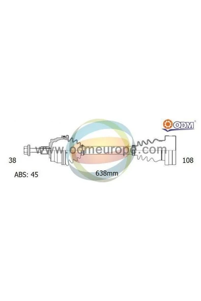 Odm AD88023A Ön Aks A4 00-05 3.0-quattro Sag Komple (38x108x638 45t) Absli ürün görseli 1