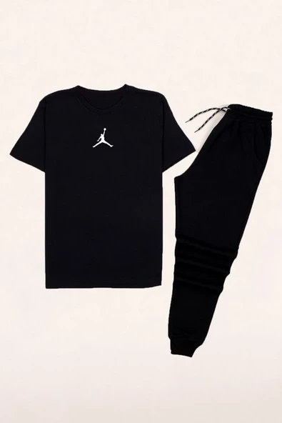 Unisex Jumpman Baskılı Tasarım Tişört ve Eşofman Takımı