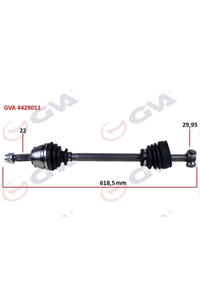 GVA 4429011 Komple Aks Sol Doblo 1.9d 01 618mm ürün görseli 1