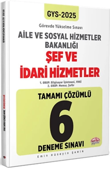 Editör Yayınları 2025 GYS Aile ve Sosyal Hizmetler Bakanlığı Şef ve İdari Hizmetler 6 Deneme ürün görseli 1
