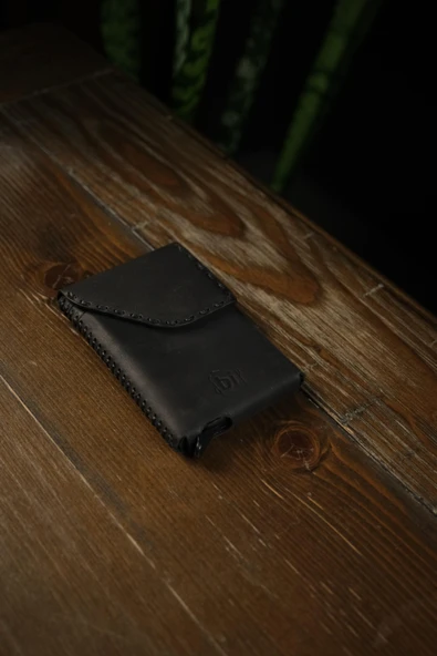 BİDERİ ASPENDOS HAKİKİ DERİ MAGSAFE MEKANİZMALI KARTLIK ANTRASİT