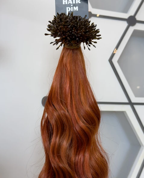 HairPim Professional (0.8 Gr) Bakır Kızıl 50 Adet 70 Cm Yeni Nesil Kaynak Gerçek Saç HP359 - 2