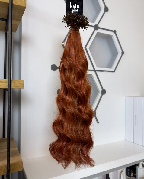 HairPim Professional (0.8 Gr) Bakır Kızıl 50 Adet 70 Cm Yeni Nesil Kaynak Gerçek Saç HP359
