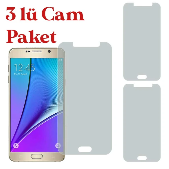 Samsung Galaxy Note 5 Uyumlu Temperli Kırılmaz Cam Ekran Koruyucu 3 lü Set ürün görseli 1