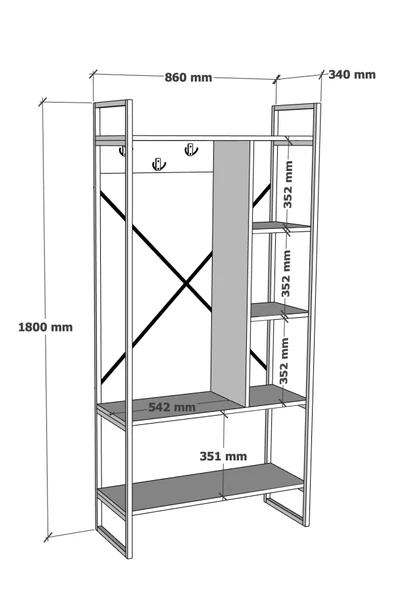 Aria Vestiyer Dekoratif Askılık Portmanto Çok Amaçlı Raf - 4