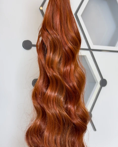 HairPim Professional (0.8 Gr) Bakır Kızıl 50 Adet 70 Cm Yeni Nesil Kaynak Gerçek Saç HP359 - 3