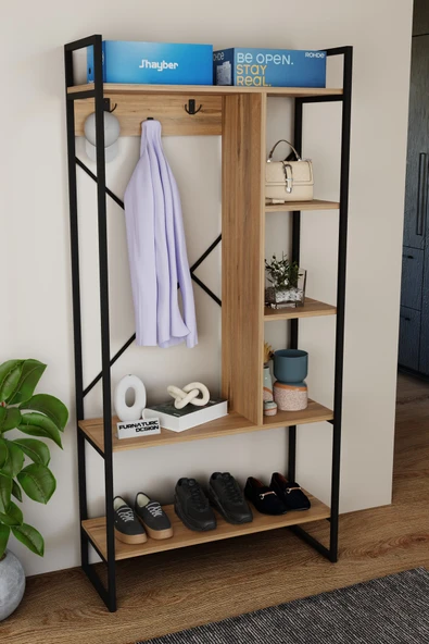 Aria Vestiyer Dekoratif Askılık Portmanto Çok Amaçlı Raf