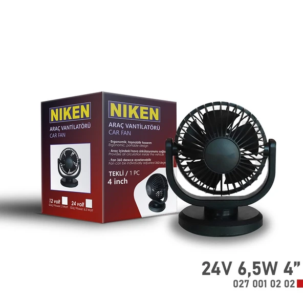 Araç Içi Vantilatör Küçük Tek Başlı 24v 4 inç H1 Üniversal Niken