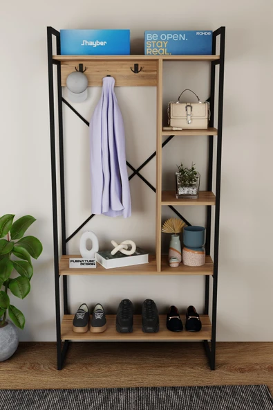 Aria Vestiyer Dekoratif Askılık Portmanto Çok Amaçlı Raf - 2