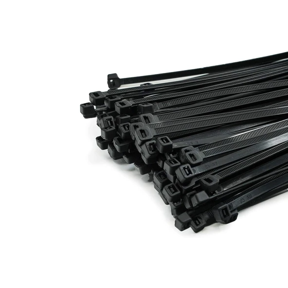 Plastik Cırt Kelepçe 3,6x370 mm 100 Adet Siyah Renk Zip Kablo Bağı Çok Amaçlı Bağlama Uzun - 2