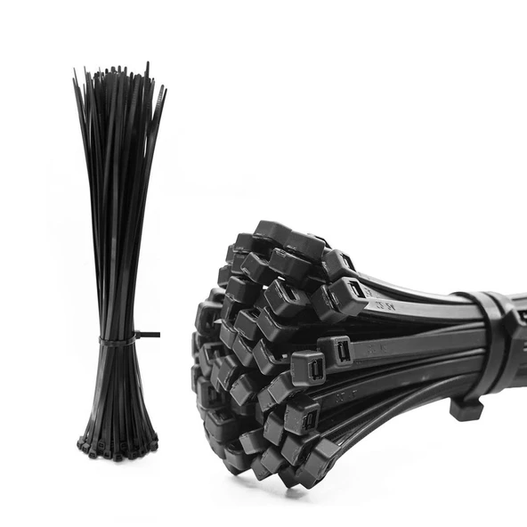 Plastik Cırt Kelepçe 3,6x370 mm 100 Adet Siyah Renk Zip Kablo Bağı Çok Amaçlı Bağlama Uzun - 3