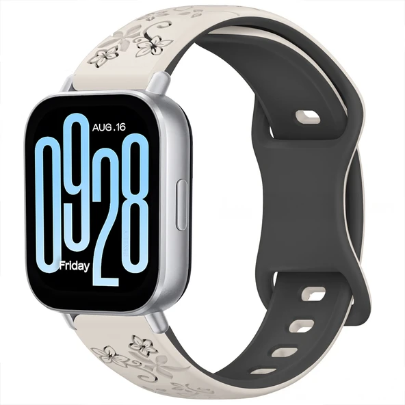Redmi Watch 5 Active Redmi 5 Lite İle Uyumlu FloraFlex Çiçek Desenli Silikon Kordon  Starlight - 6