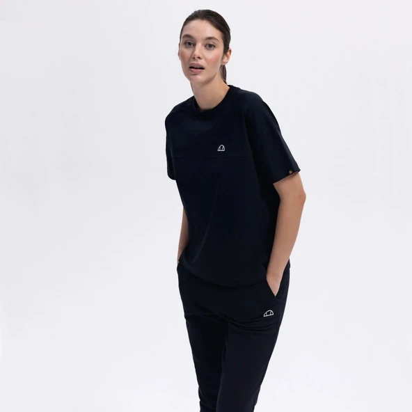 Ellesse Kadın Siyah Oversize Pamuklu Tişört –  EF394-BK - 1