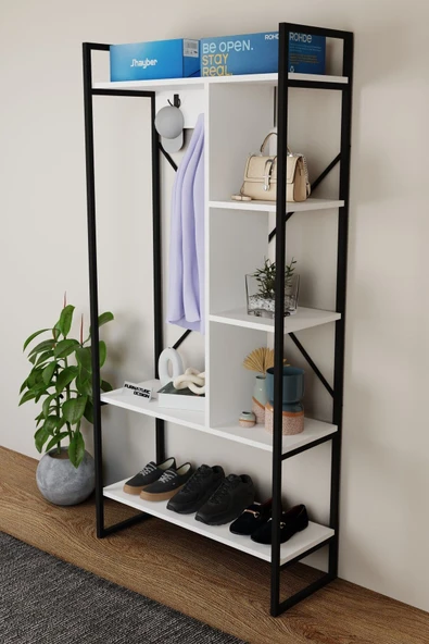 Aria Vestiyer Dekoratif Askılık Portmanto Çok Amaçlı Raf - 3