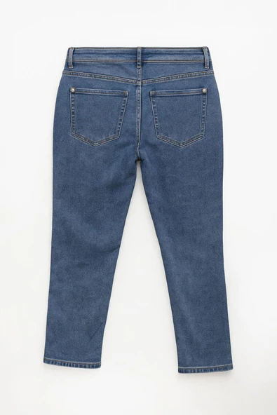 Kadın Düşük Bel Likralı Mavi Jean Pantolon - 3