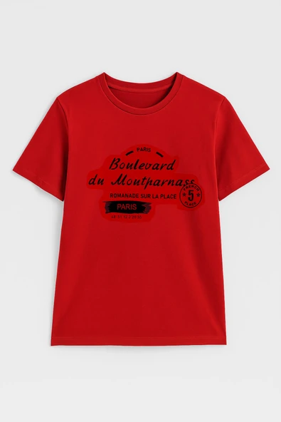 Kadın Bisiklet Yaka Baskılı Siyah T-shirt - 2