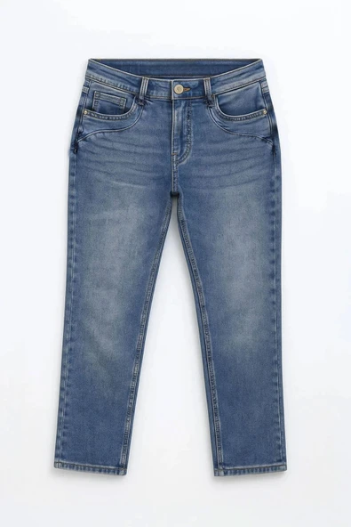 Kadın Düşük Bel Likralı Mavi Jean Pantolon - 4