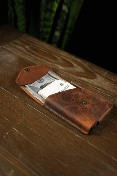 BİDERİ EPHESUS HAKİKİ DERİ ÇITÇITLI KALEMLİ CÜZDAN KAHVERENGİ - 3