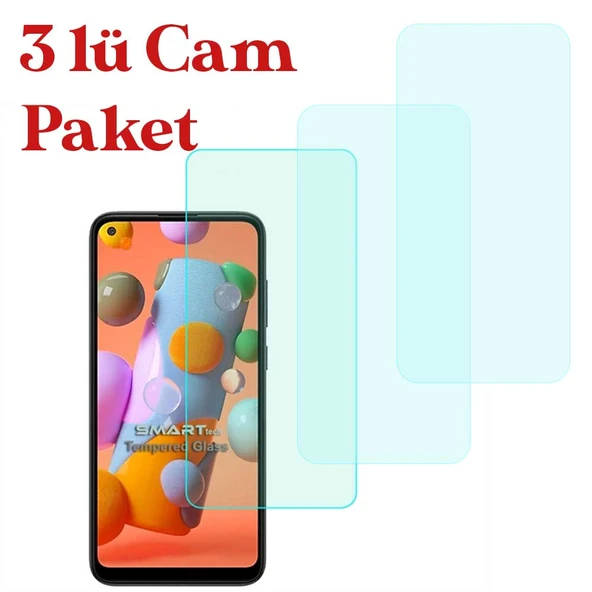 Samsung Galaxy A11 / M11 / A60 Uyumlu Temperli Kırılmaz Cam Ekran Koruyucu 3 lü Set ürün görseli 1