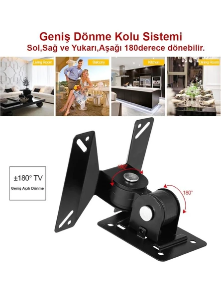 Alfalink LED TV LCD Monitör Duvar Askı Aparatı Duvar Hareketli 14"-24" 15kg - 3