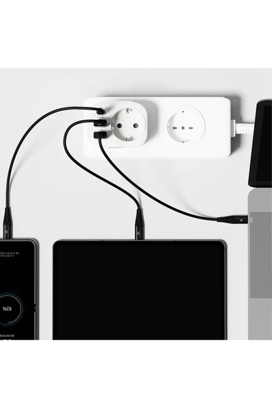 EXENAR USB Type-C Priz Dönüştürücü Şarj Adaptörü Priz - 2 USB - 1 Type-C Girişli Çoklu Fiş - Resim 3