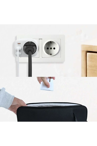 EXENAR USB Type-C Priz Dönüştürücü Şarj Adaptörü Priz - 2 USB - 1 Type-C Girişli Çoklu Fiş - Resim 7