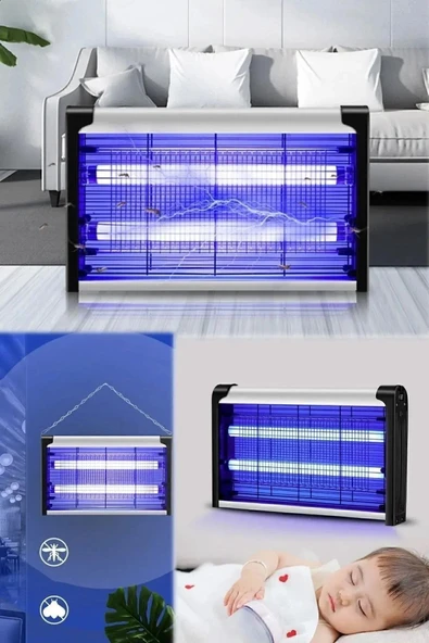 EXENAR Elektrikli Uv Sivrisinek Yok Edici Sinek Öldürücü Mavi Işık 4W 2000V Iki Led Asılabilir Zincir Askı - 2