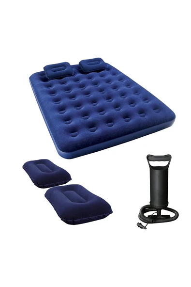 EXENAR Çift Kişilik Şişme Yatak - 2 Yastık Ve El Pompası Hediyeli 203cmx152cmx22cm Kamp & Ev Kullanımı - 5