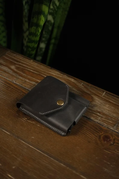 BİDERİ EPHESUS HAKİKİ DERİ ÇITÇITLI KALEMLİ CÜZDAN ANTRASİT