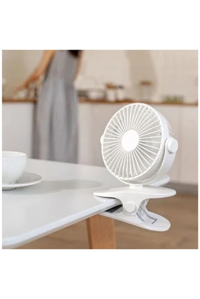 EXENAR Masaüstü Şarjlı Mandallı 360° Dönen Mini Fan Vantilatör Şarjlı Klipsli Soğutucu 3 Kademe 8000 RPM - 7