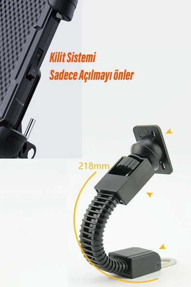 EXENAR Motosiklet Scooter Telefon Tutucu 360 Derece Dönebilen Dikiz Aynası Bağlantılı - 5