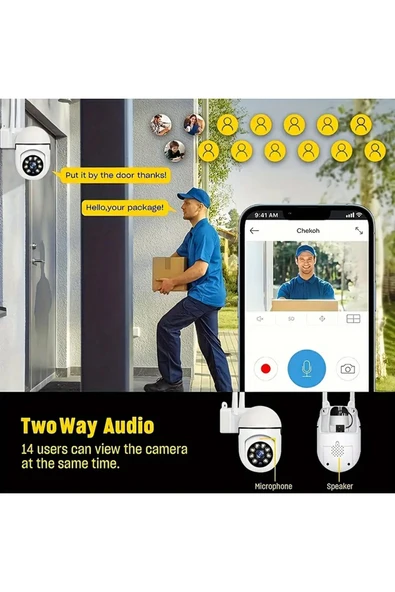 EXENAR İç Dış Mekan Full Hd Kamera Akıllı IP Kamera 1080P Wifi Haraket Takip Gece Görüşlü Su Geçirmez IP66 - 4