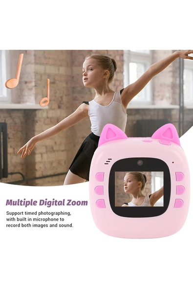EXENAR Print Camera Çocuk Fotoğraf Makinesi Dijital HD Video Kamera Anlık Termal Resim Kağıt Baskılı Yazıcı - 4