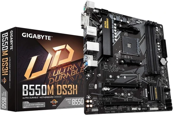 GIGABYTE B550M-DS3H MAB AMD B550 128GB AM4 DDR4 4733MHZ DVI HDMI ANAKART
