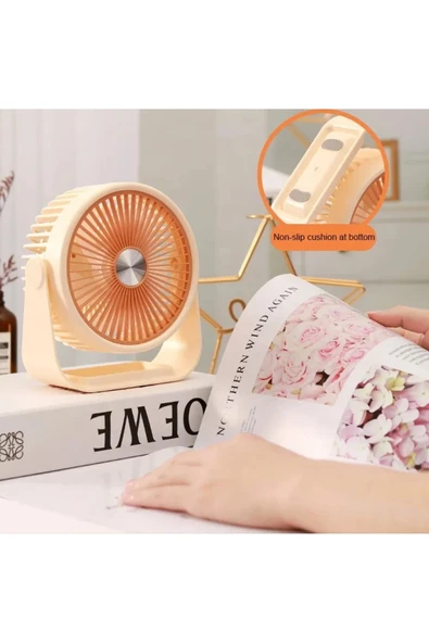 EXENAR Portatif Masaüstü Şarjlı 360° Dönen Vantilatör Mini Fan Şarjlı Soğutucu 3 Kademe 1200 mAh Klima - 3