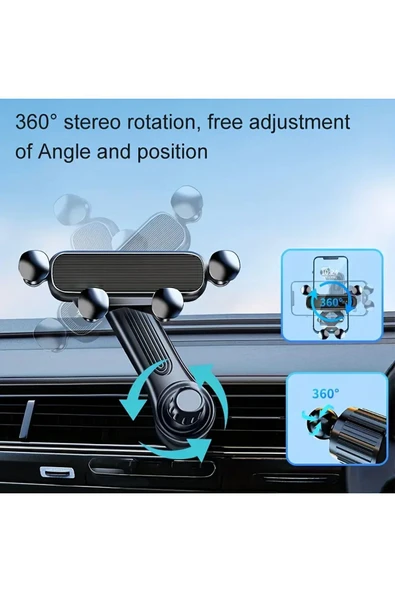 EXENAR Araç Torpido Havalandırma Klipsli Telefon Tutucusu 360° Dönebilir Akrobat Darbeye Dayanıklı Tutacak - 4