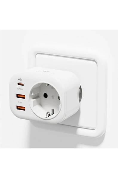 EXENAR USB Type-C Priz Dönüştürücü Şarj Adaptörü Priz - 2 USB - 1 Type-C Girişli Çoklu Fiş - Resim 4