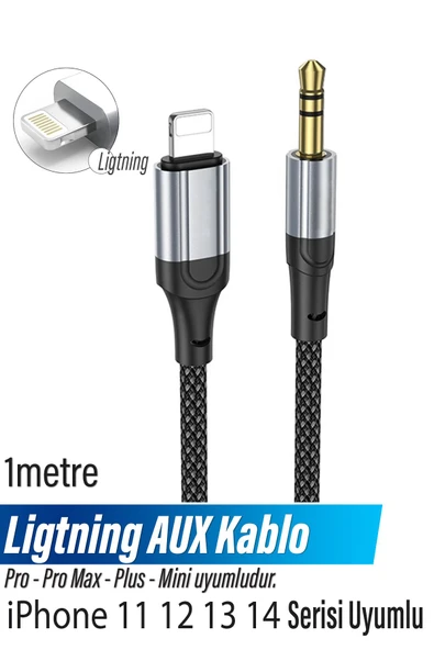 EXENAR Araç AUX Kablosu iPhone 11 12 13 14 Pro - Pro Max Uyumlu Aux Kablo