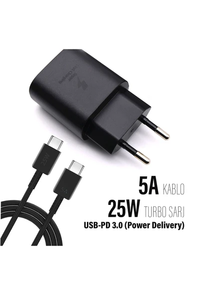 EXENAR Samsung Galaxy S21 - Samsung S22 Uyumlu Şarj Aleti ve Kablosu 25W Hızlı Şarj Type-C - Resim 4