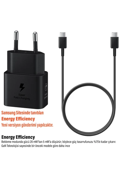 Samsung 45W Type C Süper Hızlı Şarj Aleti ve Kablosu EP-T4511XBEGWW (Samsung Türkiye Garantili) T4511X - Resim 4