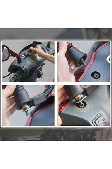 EXENAR Motosiklet Scooter Telefon Tutucu 360 Derece Dönebilen Dikiz Aynası Bağlantılı - 2