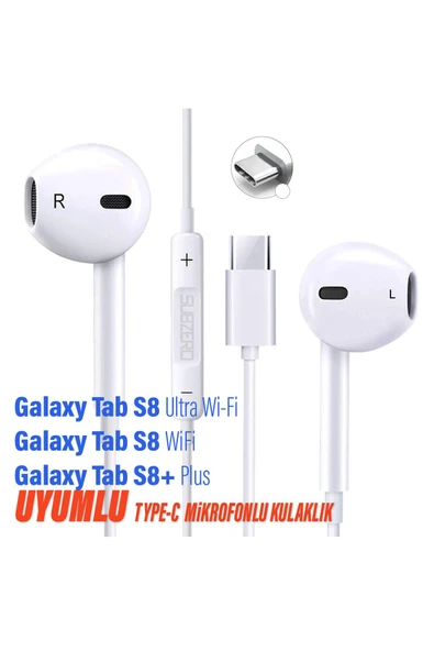 EXENAR Samsung Galaxy Tab S8 Ultra Wifi / S8 Plus + / S8 FE Uyumlu Type-C Mikrofonlu Kulaklık ürün görseli