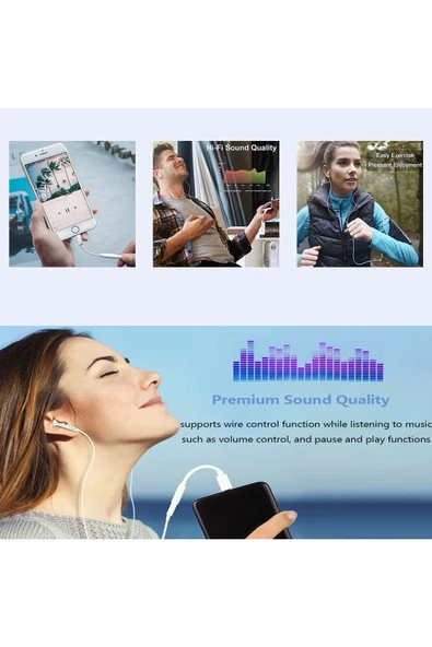 EXENAR iPhone 14 Pro / Pro Max / Plus Uyumlu Lightning 3.5mm Kulaklık Dönüştürücü Çevirici Jack Aparat - Resim 6