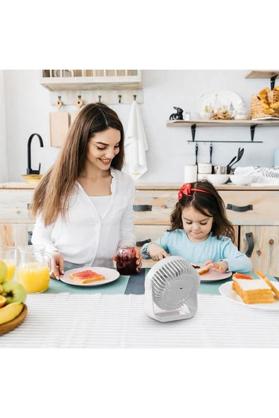 EXENAR Portatif Masaüstü Şarjlı 360° Dönen Vantilatör Mini Fan Şarjlı Soğutucu 3 Kademe 1200 mAh Klima - 4