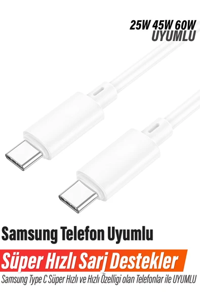EXENAR Samsung S21 FE - S21 - S21 Ultra Şarj Kablosu Süper Hızlı Şarj Uyumlu 60W 1Metre ürün görseli