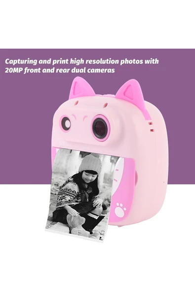 EXENAR Print Camera Çocuk Fotoğraf Makinesi Dijital HD Video Kamera Anlık Termal Resim Kağıt Baskılı Yazıcı - 2