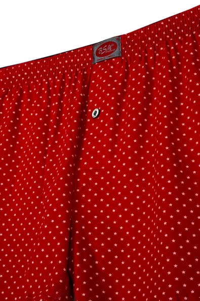 Bsm Erkek Yıldız Baskılı Kırmızı Boxer 13704 - 3