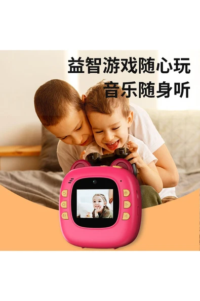 EXENAR Print Camera Çocuk Fotoğraf Makinesi Dijital HD Video Kamera Anlık Termal Resim Kağıt Baskılı Yazıcı - 4