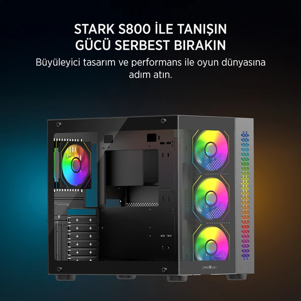 James Donkey Stark S800 4xARGB Temperli Cam ATX Siyah Gaming (Oyuncu) Kasa - 2
