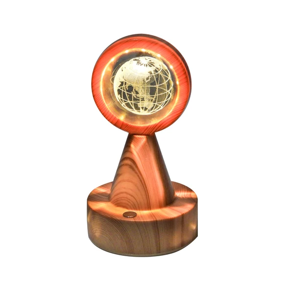 Cam Küre Işıklı Renk Değiştiren Küre Standlı Pilli Usbli Dünya